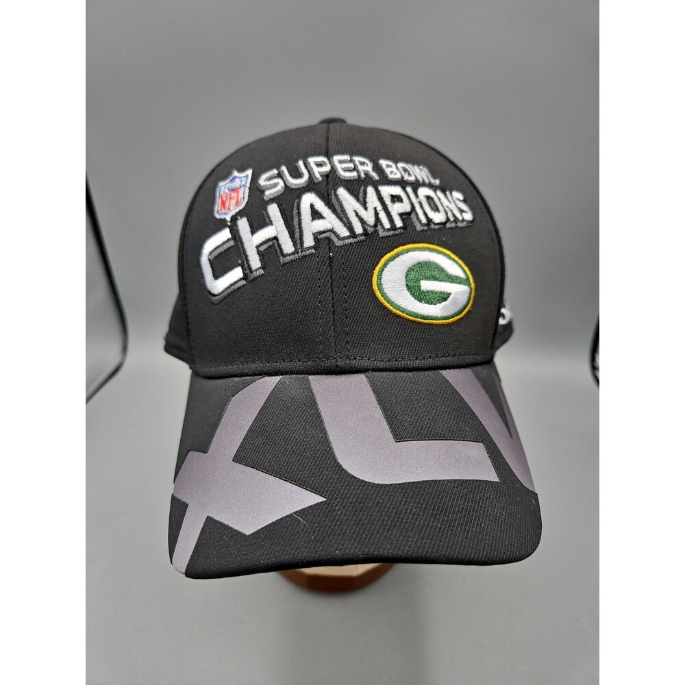 Green Bay Packers Super Bowl XLV Champions Hat/Cap Reebok On Field Black Flexfit